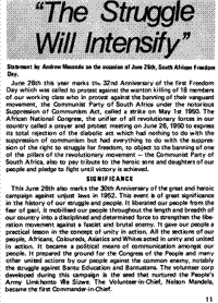 'The struggle will itensify'