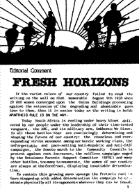 Editorial comment: Fresh horizons
