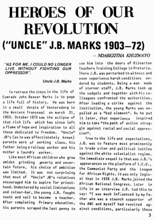 Heroes of our revolution: Uncle JB Marks (1903 - 1972)