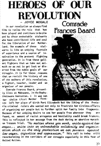 Heroes of our revolution - Comrade Frances Baard