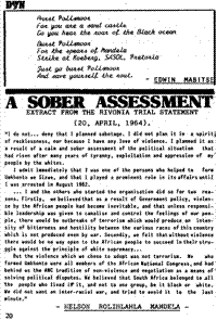 A sober assessment - extract from the Rivonia Trial Statement