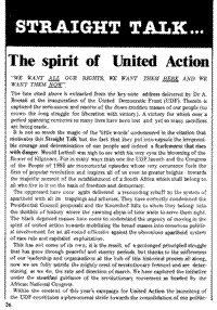 Straight talk ... the spirit of united action
