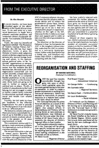 Reorganisation and staffing