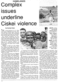 Complex issues underline Ciskei violence