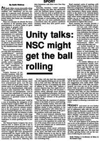 Sport: unity talks - NSC might get the ball rolling