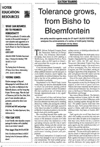 Tolerance grows from Bisho to Bloemfontein