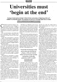 Universities must begin at the end