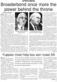 Broederbond once more the power behind the throne