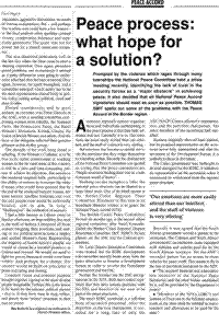 Peace process: what hope for a solution?
