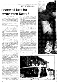 Peace at last for strife-torn Natal?