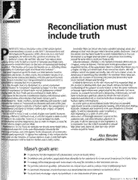 Comment: Reconciliation must include truth