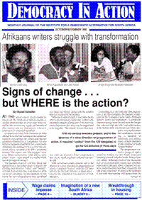 Afrikaans writers struggle with transformation: signs of change ... but where is the action?