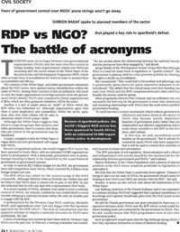 RDP vs NGO? The battle of acronyms