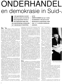 Onderhandeling en demokrasie in Suid-Afrika (Article written in Afrikaans)