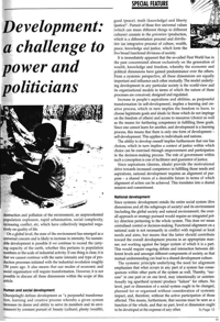 Development: a challenge to power and politicians