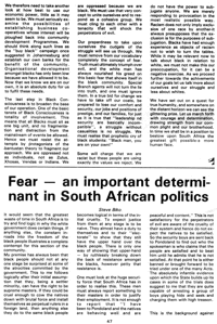 Fear - an important determinant in South African politics
