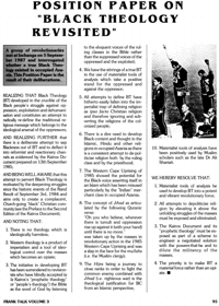 Position paper on Black theology revisited