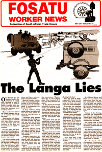 Fosatu Worker News May Day Issue No 37 May 1985