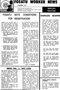 FOSATU sets conditions for registration