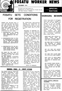 Fosatu Worker News 1979, Special edition November