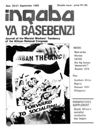 Inqaba ya basebenzi Number 20 - 21 September 1986