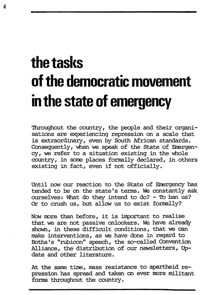 The tasks of the Democratic Movement in the State of Emergency