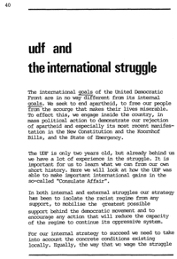 UDF and the international struggle