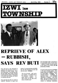 Reprieve of Alex - rubbish, says Rev Buti