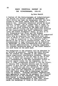 Black industrial protest on the Witwatersrand, 1901-02