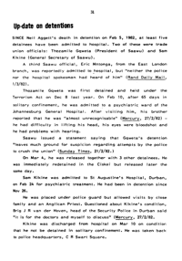 Up-date on detentions