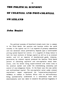 The political economy of colonial and post-colonial Swaziland