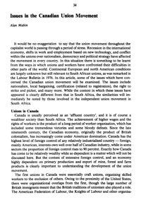 Issues in the Canadian union movement