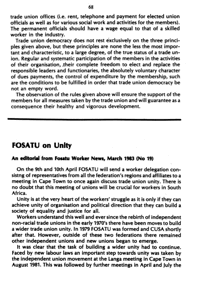 FOSATU on unity
