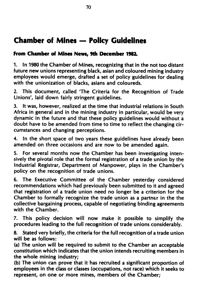 Chamber of Mines - policy guidelines