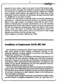 Conditions of Employment (SATS) Bill 1983