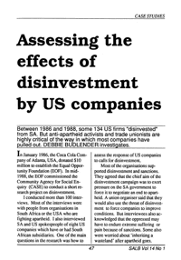 Assessing the effects of disinvestment by US companies