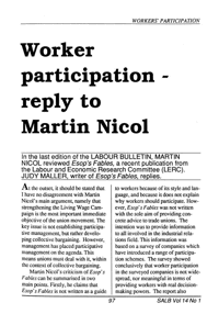 Worker participation - reply to Martin Nicol