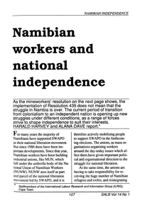 Namibian workers and national independence