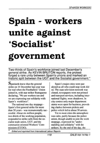 Spain - workers unite against Socialist gov