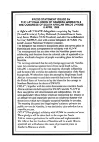 Press statement issued by the National Union of Namibian Workers [and] the Congress of South African Trade Unions, 6 April 1989