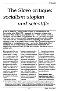 The Slovo critique: socialism utopian and scientific