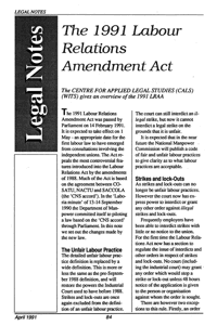 The 1991 Labour Relations Amendment Act