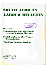 South African Labour Bulletin Volume 1 Number 5 August 1974