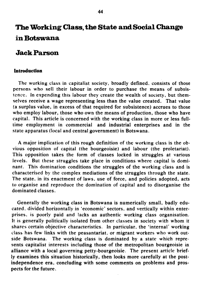 The working class, the state and social change in Botswana