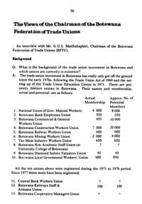 The views of the chairman of the Botswana Federation of Trade Unions