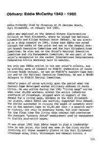 Obituary: Eddie McCarthy 1943-1985