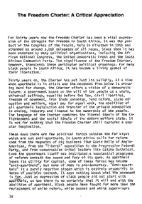 The Freedom Charter: a critical appreciation