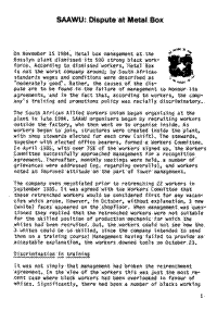 SAAWU: dispute at Metal Box