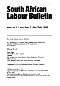 South African Labour Bulletin  Volume 12 Number 2 January 1987