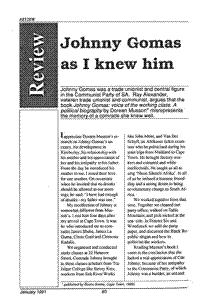 Review: Johnny Gomas as I knew him